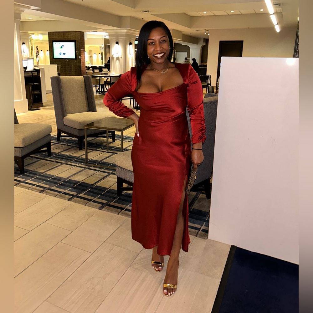 Astr the label silk dress with slit